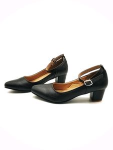 EXPORT QUALITY Black Leather Mary Jane Heel