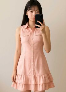 Cute Korean Ruffle Shirt Dress