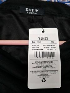 Shein Black Ruched Long Sleeve Top