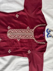 Maroon Embroidered Kurti