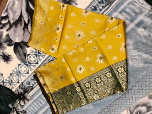 Beautiful Yellow Banarasi Saree