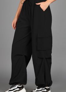 Black Baggy Fit Parachute Pants