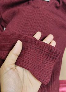 Korean Burgundy Velvet Mini Dress