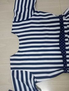 Blue &amp; White Striped Fit &amp; Flare Dress