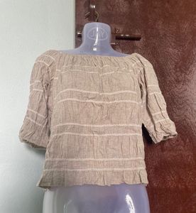 Beige Off-Shoulder Top