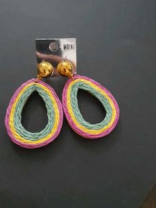 Multicoloured Raffia Danglers Earings