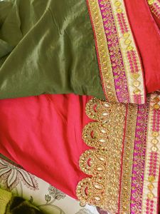 Elegant Olive Green Saree With Blouse