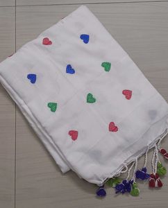 105)Love Design Embroidery (White Colour)