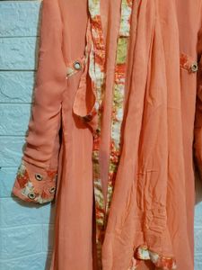 Coral mirror-detail dress
