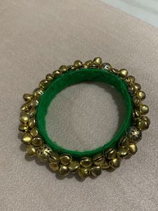 Green & Gold Jingle Bangle