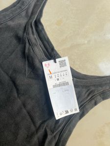 Gray Ribbed Tank Top