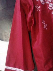 &#34;Elegant Maroon Cotton Kurti
