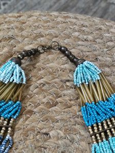 Beaded Turquoise And Gold Necklace
