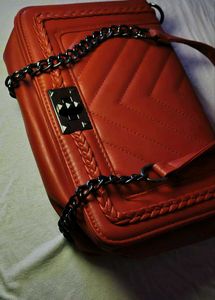 Red Chevron Chain Crossbody