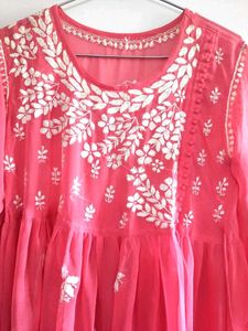Embroidered Pink Kurti