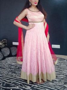 Adaah Designer Embellished Pink Anarkali Set