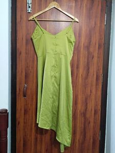 Lemon Green Solid Western Dress For Women