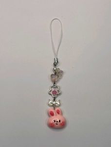 Pink Bunny Phone Charm with Heart & Bow Beads 🐰💗