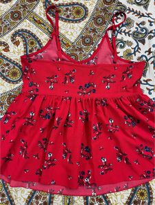 Red Floral Print Top