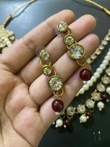 Jwellery Set..Red Moti Three Layer Set