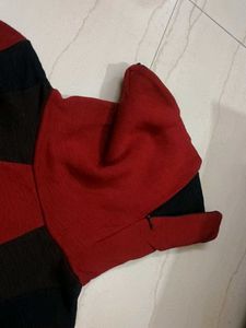 Hooded Color Block Dress with both side pockets