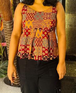 Patchwork Printed Sleeveless Top