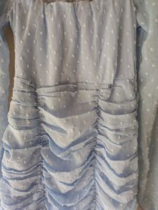 Blue solid sheath dress