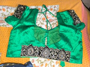 Parrot Green Blouse With Black Border