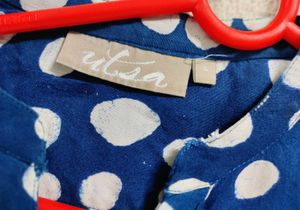 XL Blue &amp; White Print Top