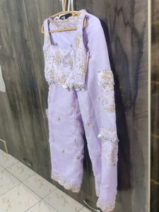 Embroidered Lilac Blouse And Plazo
