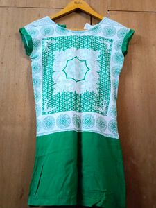 Green & White Casual Dress