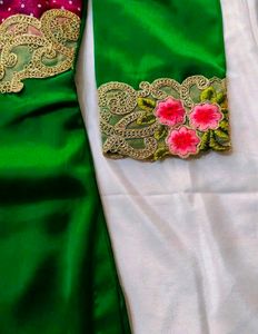Green &amp; Pink Embroidered Salwar Kameez
