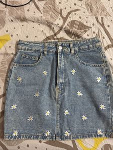 Floral Denim Mini Skirt