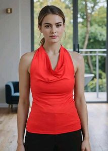 Red Sleeveless Top &amp; Black Pants (size M)