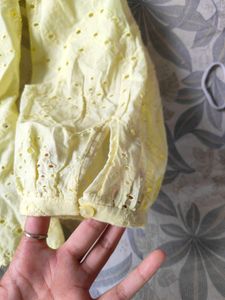 Yellow Eyelet top