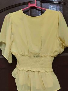 Aesthetic Yellow Flutter Sleeve Top