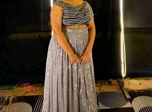 Silver Embellished Lehenga Choli Set