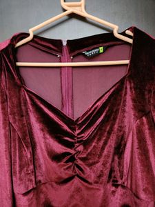 Burgundy Solid VELVET dress