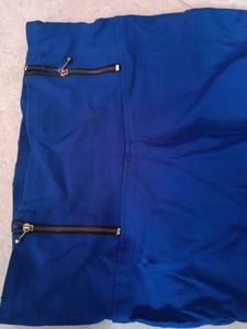 Blue Zipper Detail Pants