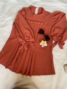 Pleated Sleeve Tie Top