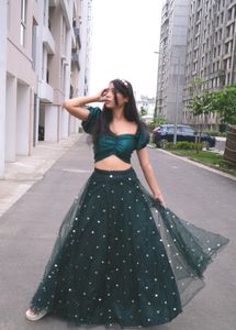 Perfect Mehndi Outfit(Crop top And Skirt Set)