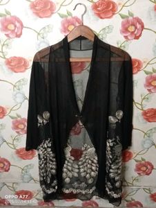 Elegant Black Embellished Shrug