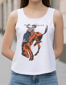 Shein Sleeveless Graphic Front Print Curved  Top