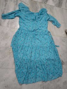 Blue Floral Tiered Dress