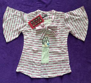 Striped Pink & White Girls' Top