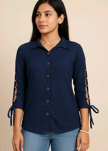 Stylish Cut-Out Sleeves & Pearl Detailing Top