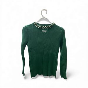 Green Pearl Embellished Top