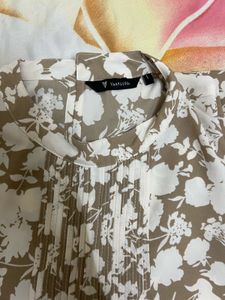 Floral Print Beige Colour Shirt