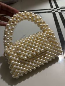 price drop Pearl Beaded Handbag with golden sling