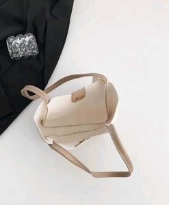 Stylish Cream Tote Bag with Scarf